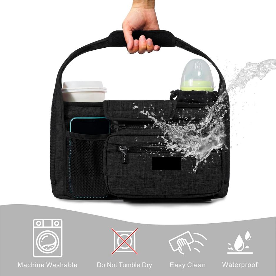 Universal Stroller Organizer With Detachable Mesh Bag & Insulated Cup Holders 4