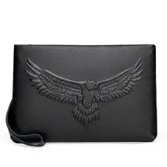 First Layer Cowhide Envelope Men's Clutch Bag - Eagle - View 1