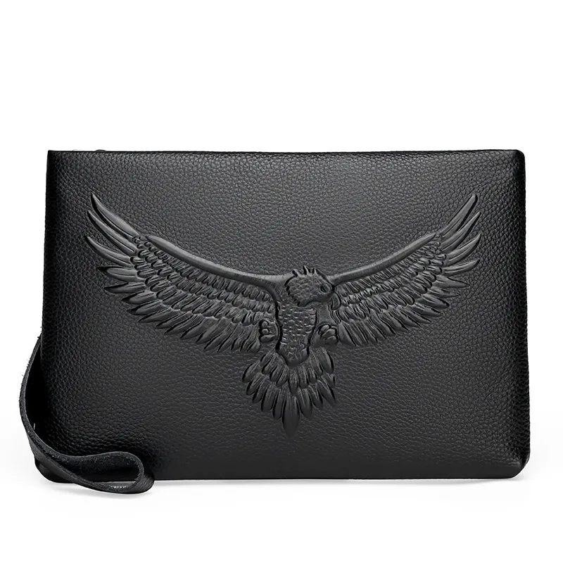 First Layer Cowhide Envelope Men's Clutch Bag - Eagle