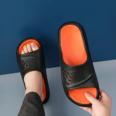 Fashion Thick Bottom Home Outdoor Sports Slippers - Black - View 1