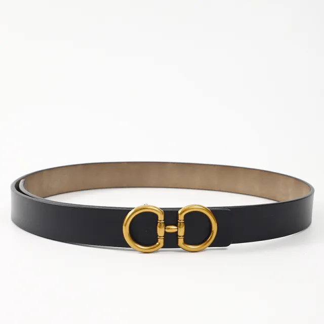 Solid Color Fashionable Women's Leather Belt Black - Shop at LoveMi