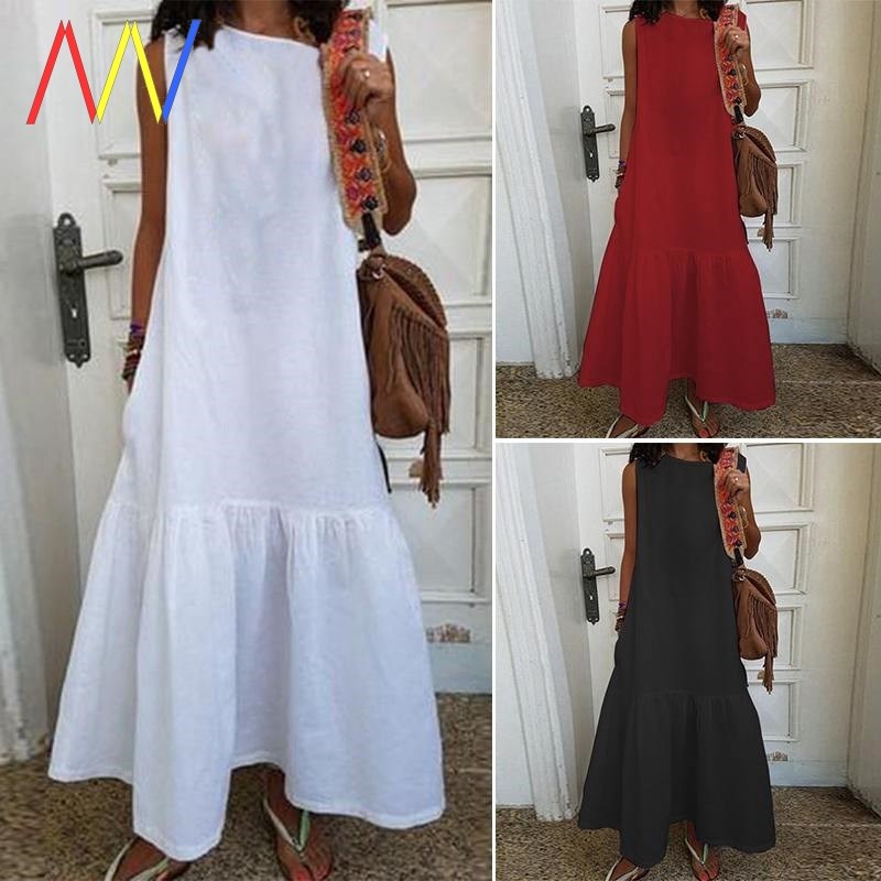 Dress Ladies Classic Ball Cotton Ladies Blue Dress