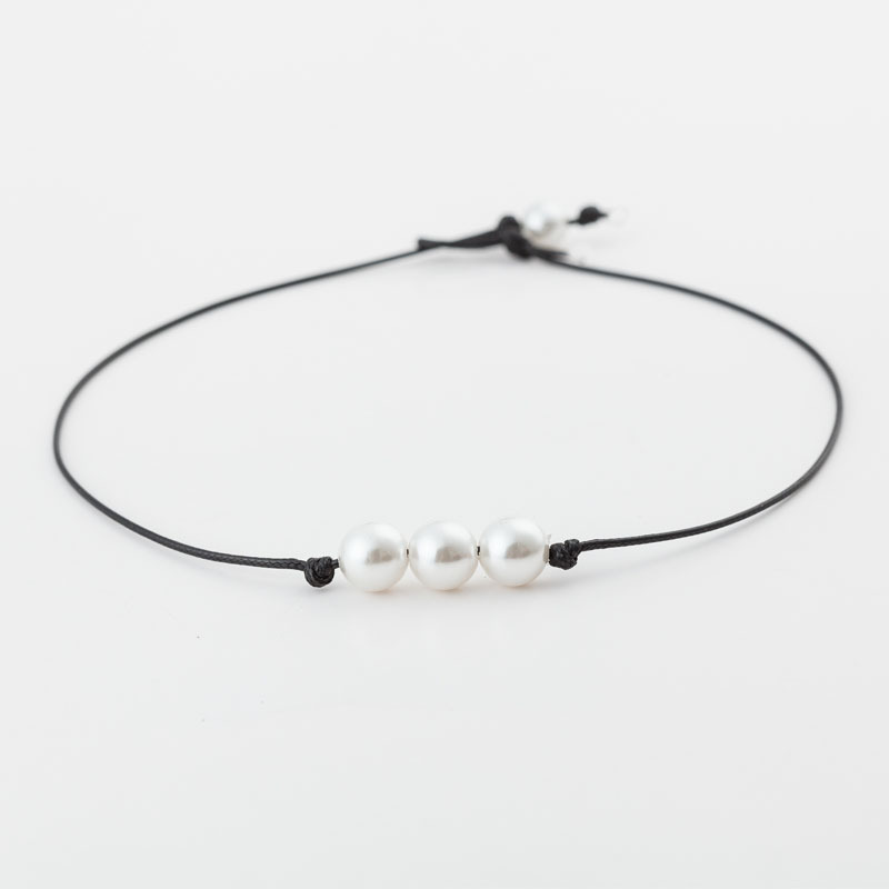 Crushed Stone Shell Fragment Women's Necklace (White rice