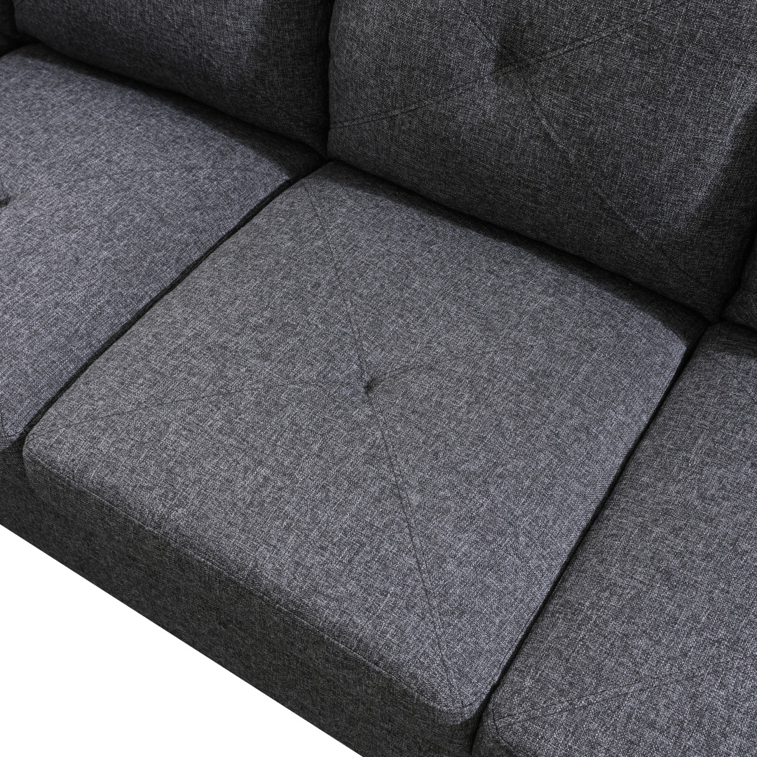 Pickup Only--Black Grey Linen Living Room Sofa Set