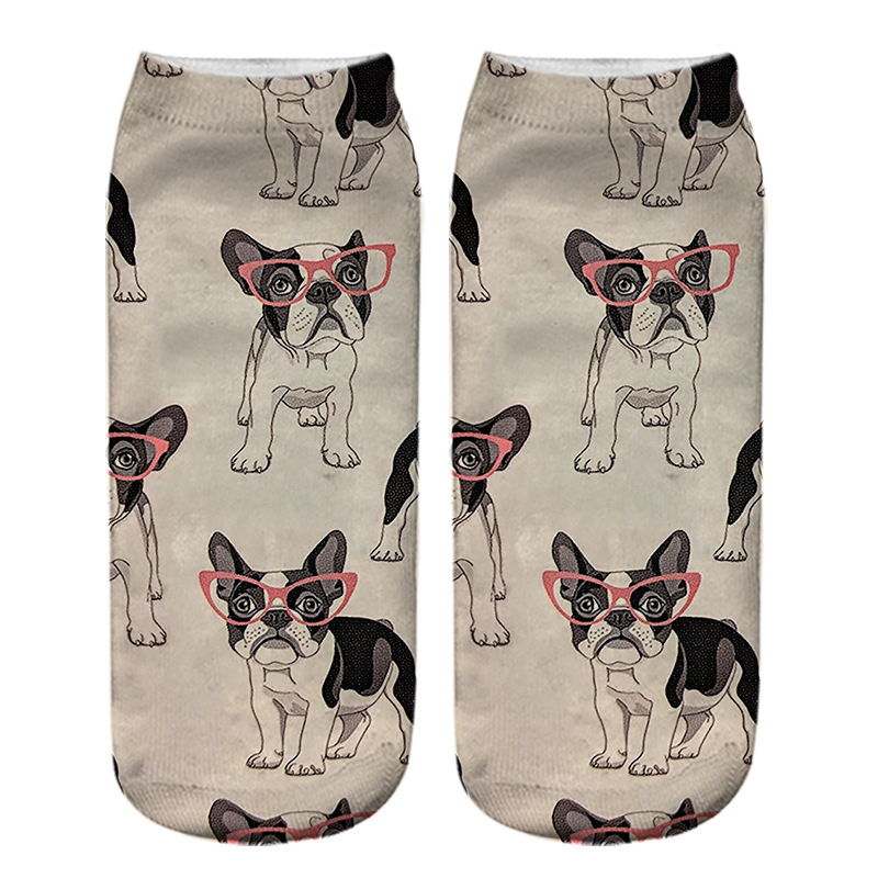 Title 15, Dog PUG cartoon 3D printing socks