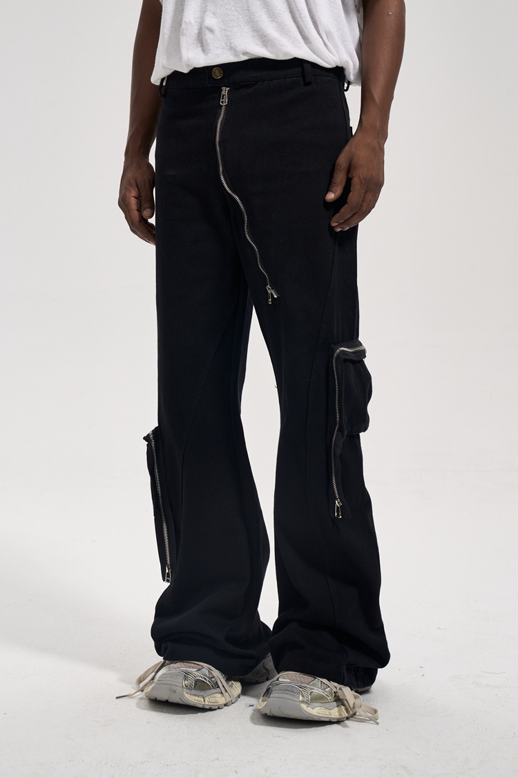 Side Zipper Silhouette Vintage Three-dimensional Pocket Cargo Pants