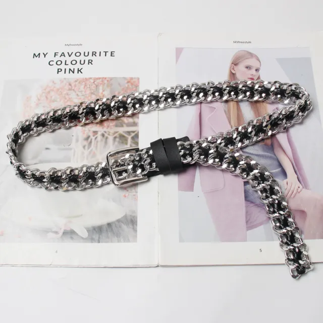 New Simple And Versatile Metal Woven Belt Female Belt With Dress Decoration Casual Fashion Waist Chain Silver - Shop at LoveMi