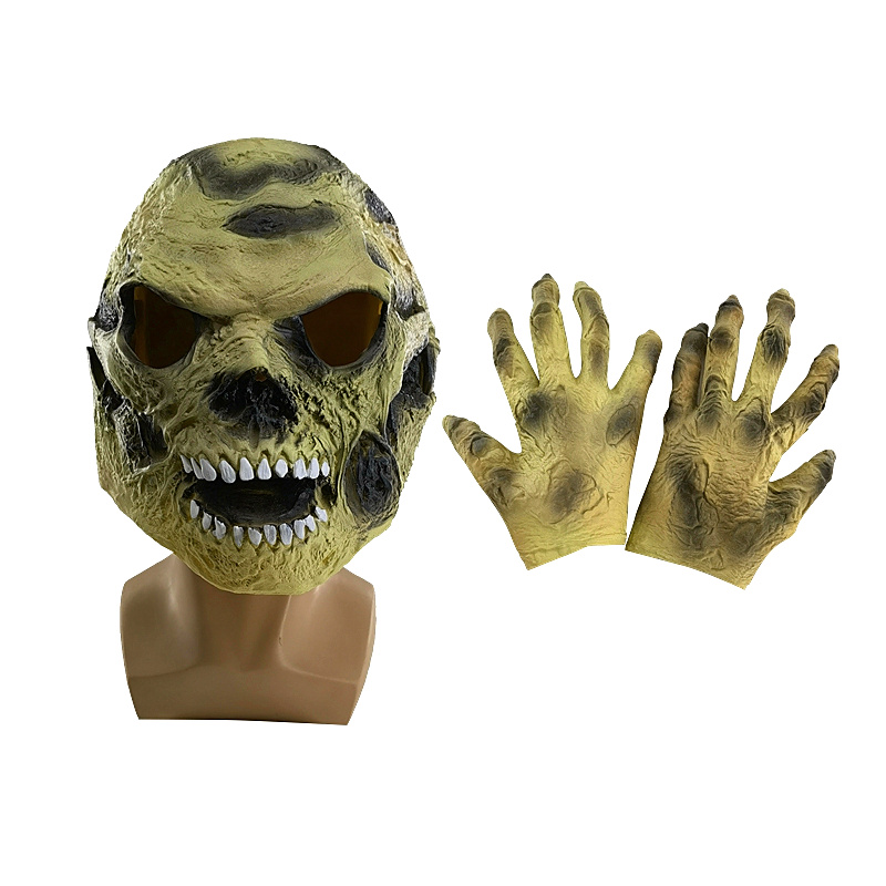 Yellow Skull with gloves