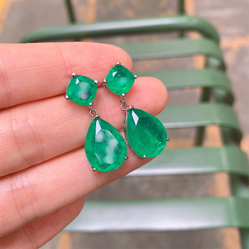 Simulation Emerald Earrings Female Net Red Simple Paraiba Blue Earrings