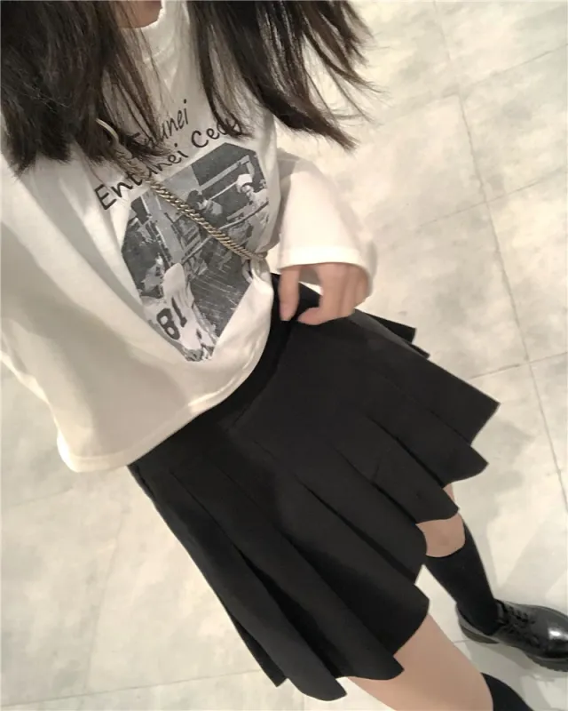 Cute And Playful All match BM Autumn And Winter Pleated Skirt Black - Shop at LoveMi