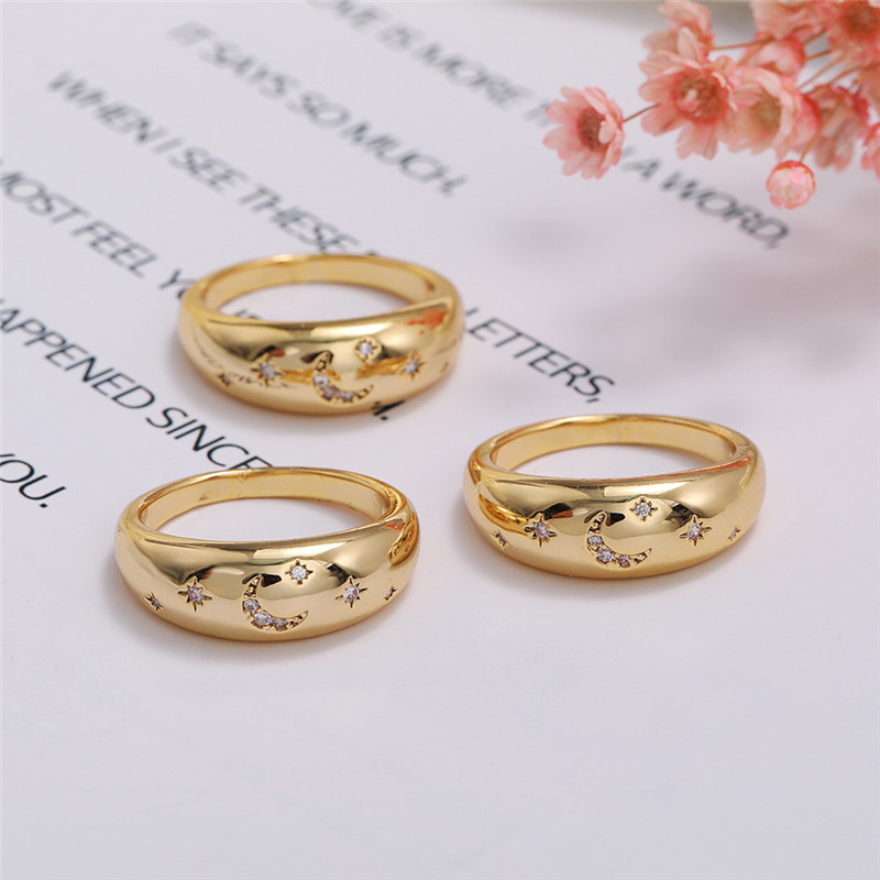 18K Gold Color-preserving Jewelry Micro-inlaid Zircon All-match Brass Fingers