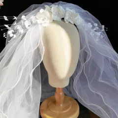 Vintage Port Style Silk Flower Beaded Bridal Headdress - Wedding Veil - View 1