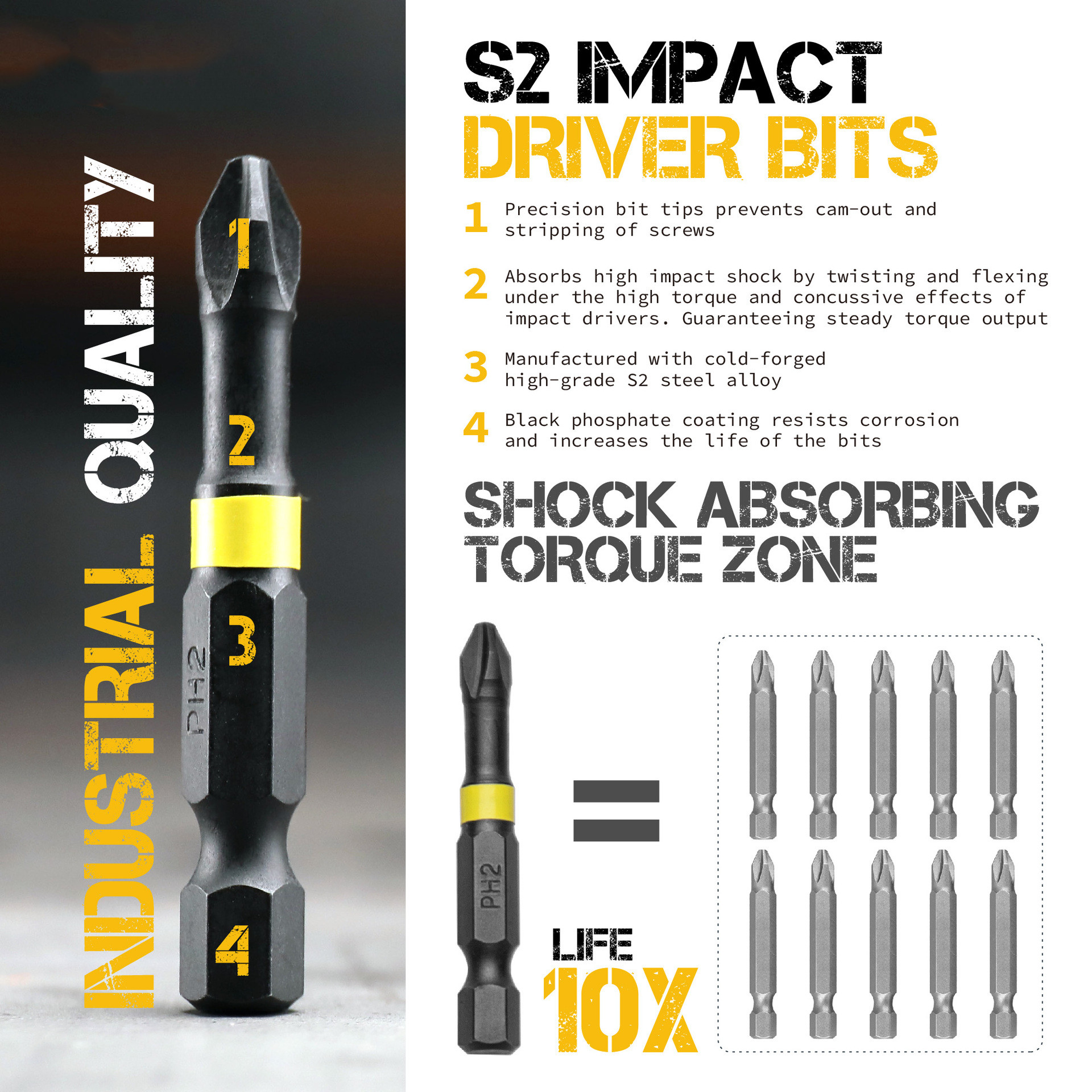 44-piece S2 Electric Screwdriver Impact Bit Set