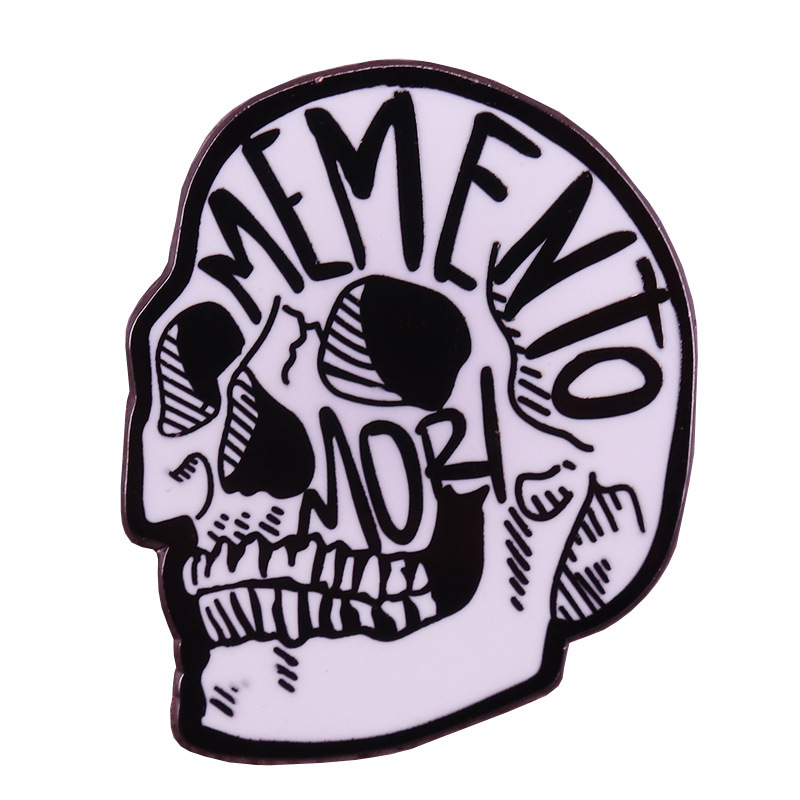 Death symbol skull brooch horror gothic art badge (black)