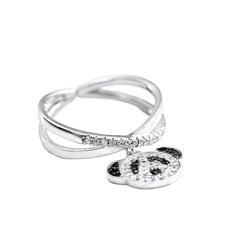 Silver Ring Female Creative Panda Animal
