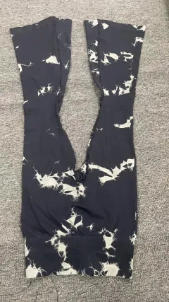Fashion Tie Dye Printed Yoga Bell-Bottomed Pants Seamless High Waist Quick-drying Fitness Running Sports Leggings Women Flares - Black - View 1
