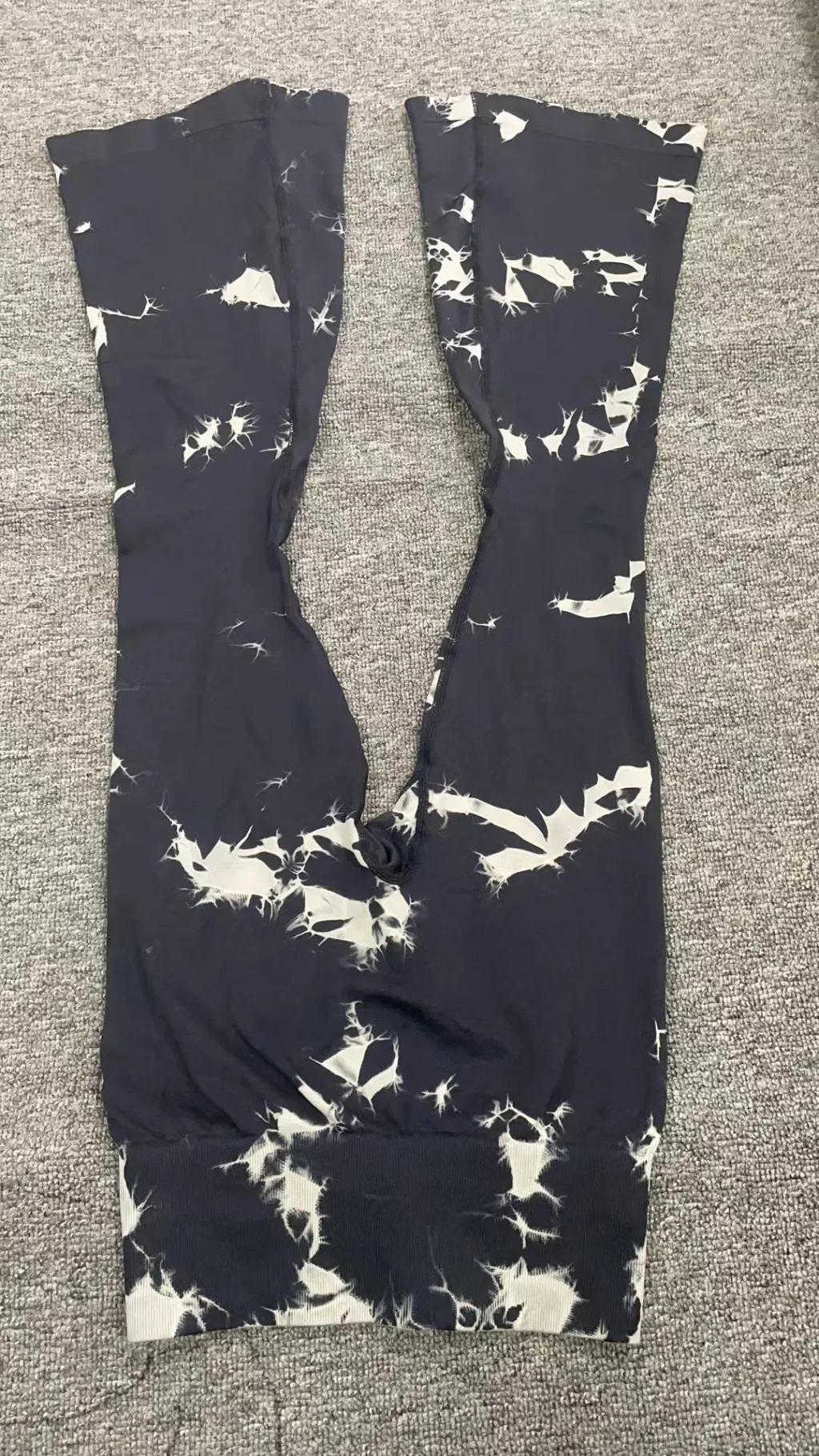 Fashion Tie Dye Printed Yoga Bell-Bottomed Pants Seamless High Waist Quick-drying Fitness Running Sports Leggings Women Flares - Black