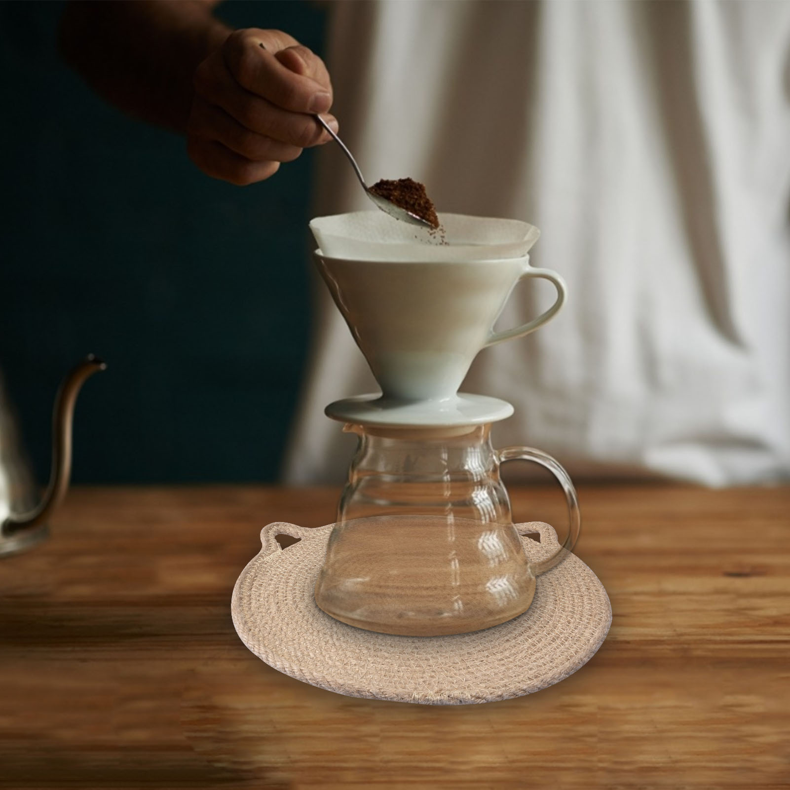 Rattan Coaster Meal Insulation Jute Woven Washable Linen Bowl European Style Western Plate