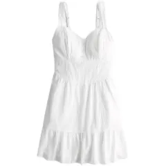 Women's Summer White Fishbone Suspender Dress - White - View 1