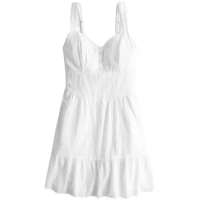 Women's Summer White Fishbone Suspender Dress White - Shop at LoveMi