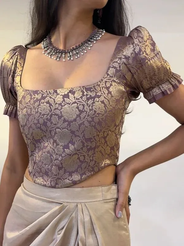 Rose Gold Short Sleeve Corset Rose Gold - Shop at LoveMi