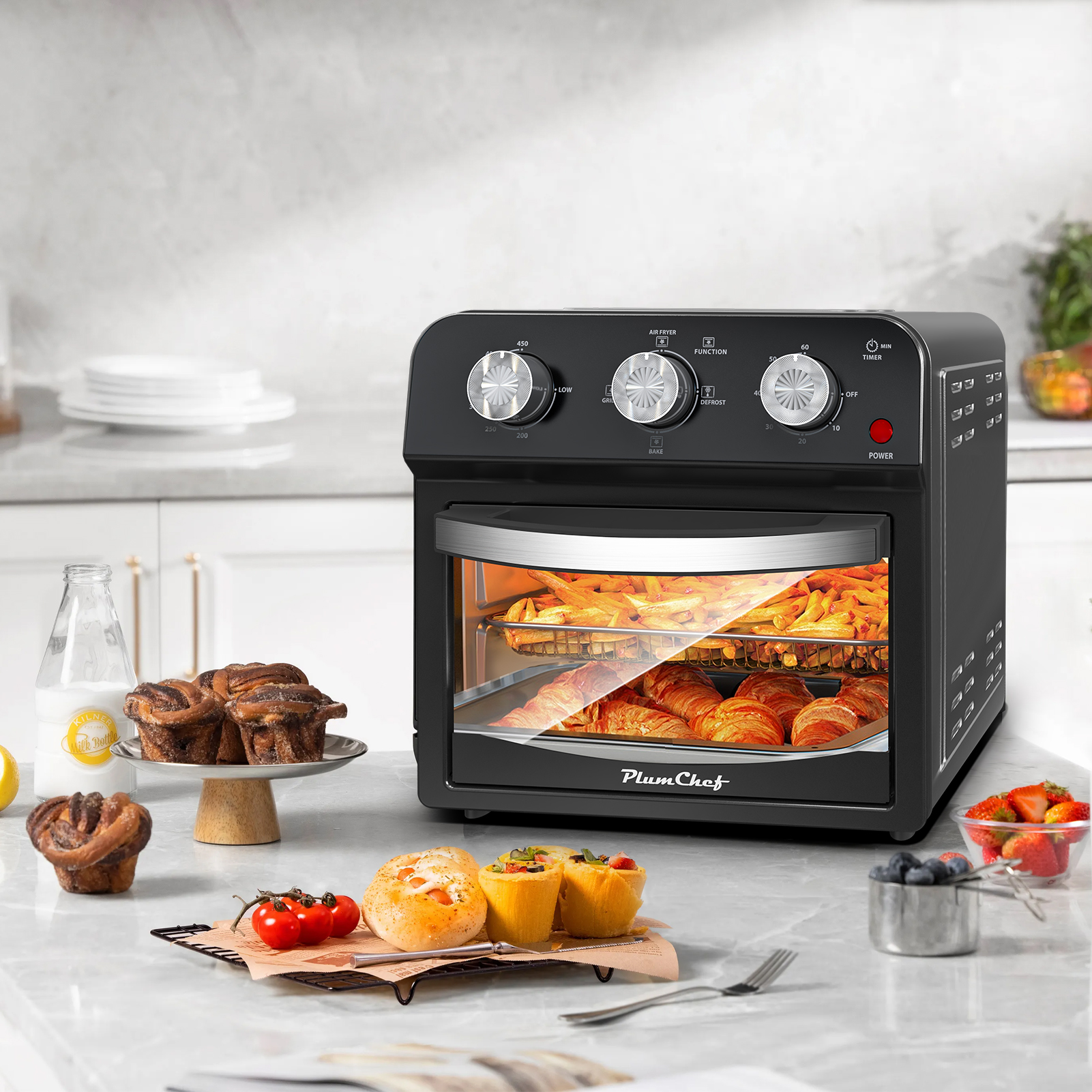 12.5 Qt Air Fryer With Advanced Multi-Function Cooking Grill, Air Fry, Defrost, Bake, Presets For French Fries, Pizza, Chicken, Fish, And Toast, Dual Knob Control, Amazon Resale Prohibited — foto 6