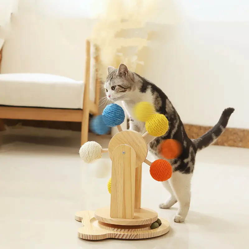 Solid Wood Rotary Table Cat Scratch Board