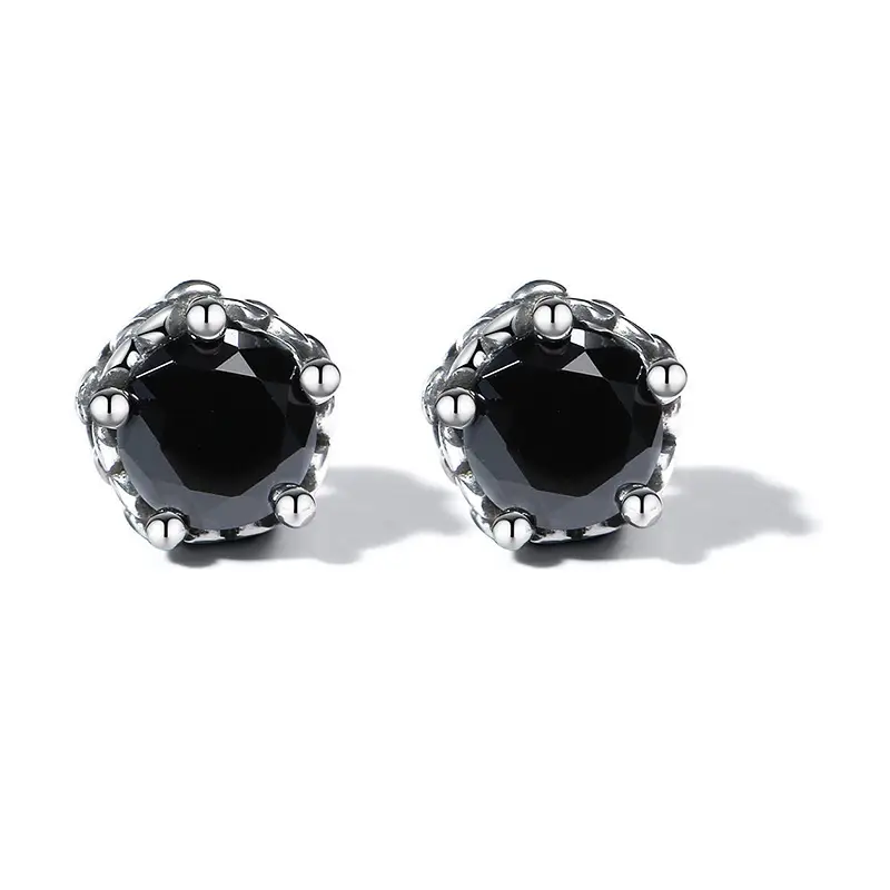 New Male Stainless Steel Inlaid Zircon Earrings