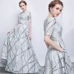 Women's Slim And Elegant Banquet Host Dress - Grey - View 1