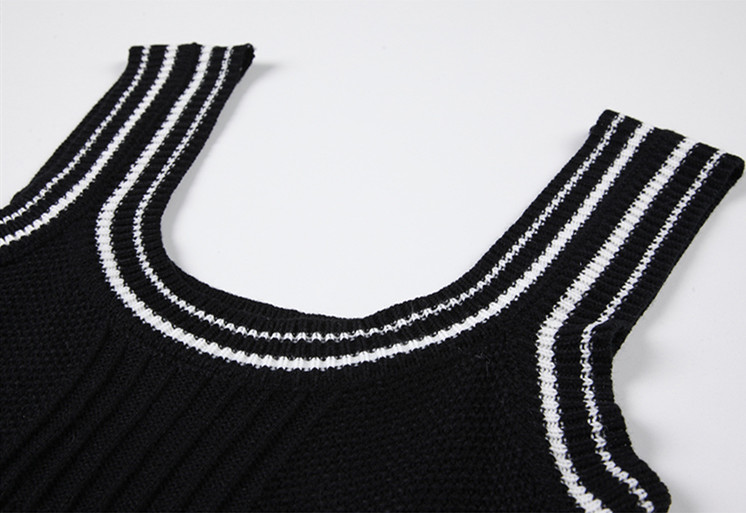 Spring Women's Sleeveless Black White Knitted Vest
