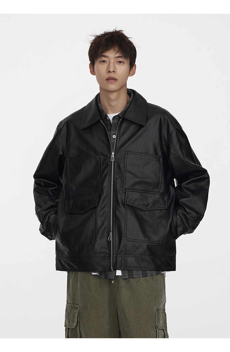 Title 2, Retro Cityboy Autumn Workwear PU Leather Jacket