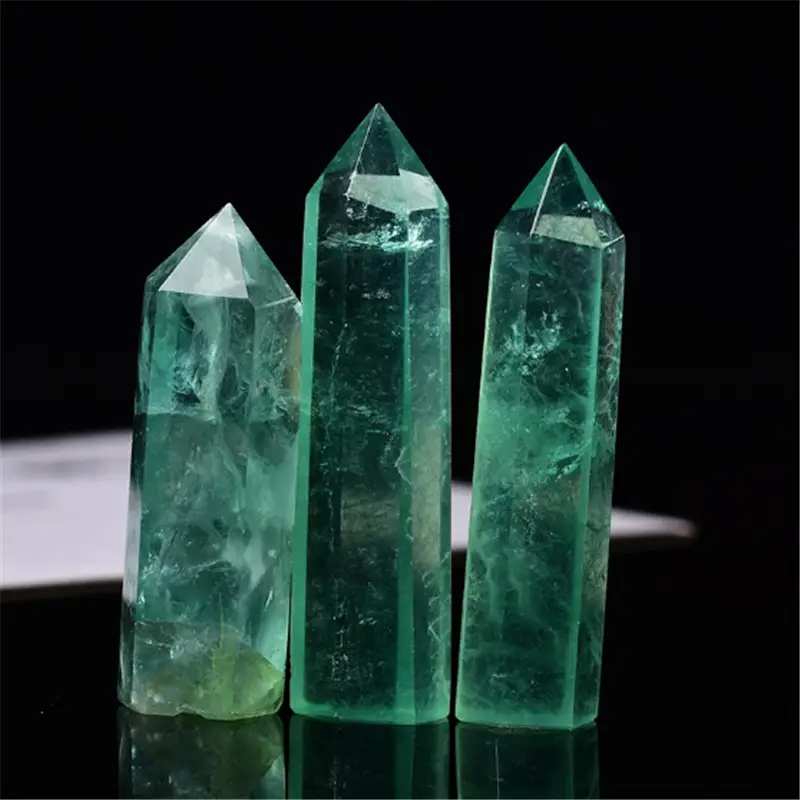 Single Pointed Column With Colorful Fluorite Decoration