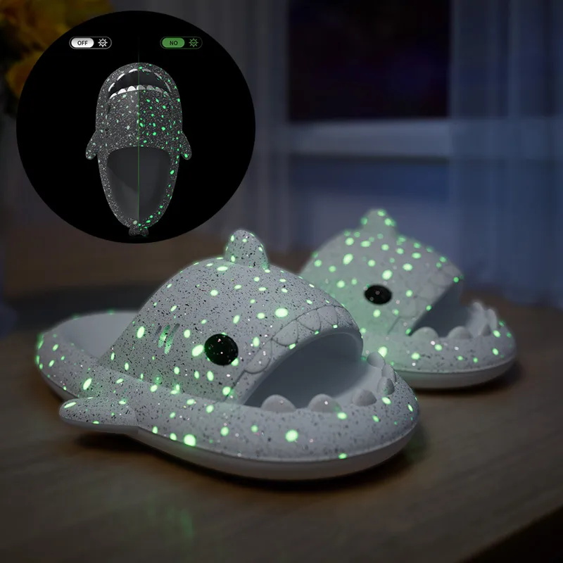 Shark Slippers with Starry Night Light Design Bathroom Couple