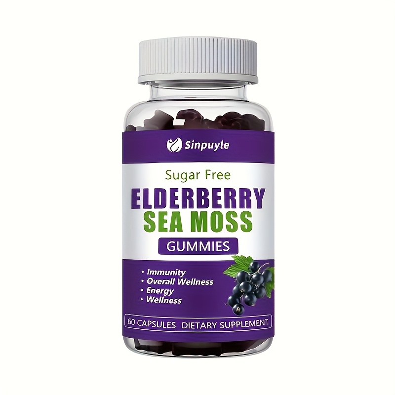 Sugar Free Elderberry Sea Moss Gummies - Immune Support, Daily Wellness & Energy