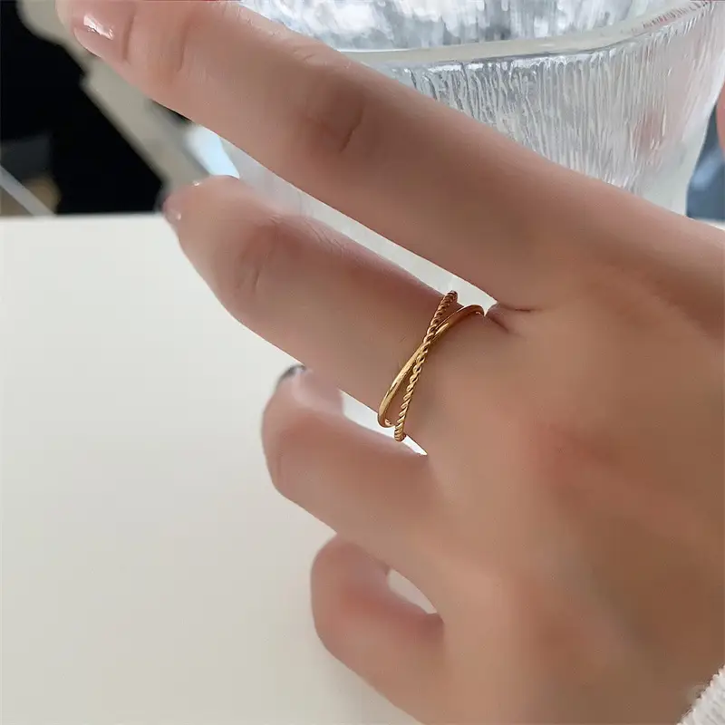 18K Gold Plated Titanium Steel Ring Female Personality