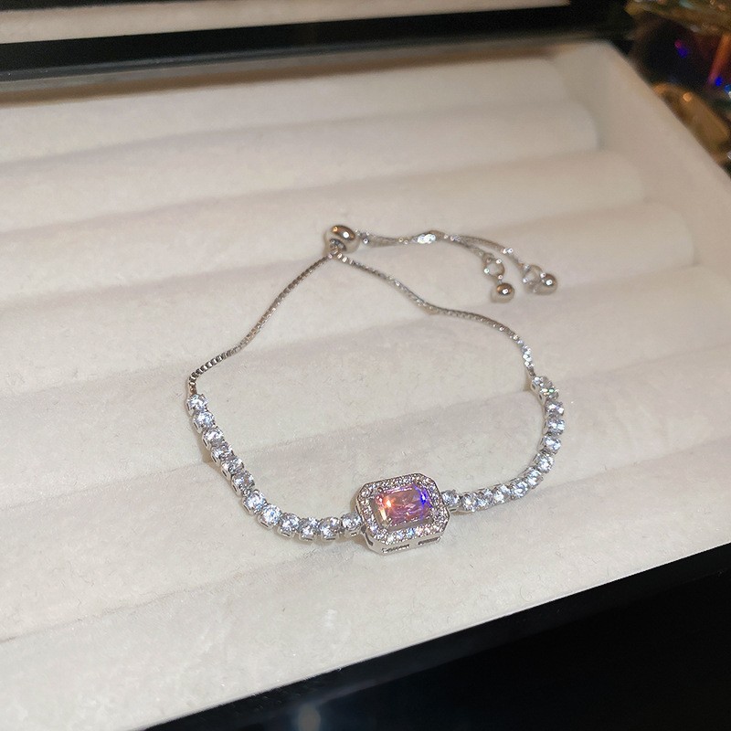 18K Gold Plated Colorful Oval Zircon Drawstring Bracelet Luxury Adjustable Bangle For Women Elegant Wrist Jewelry