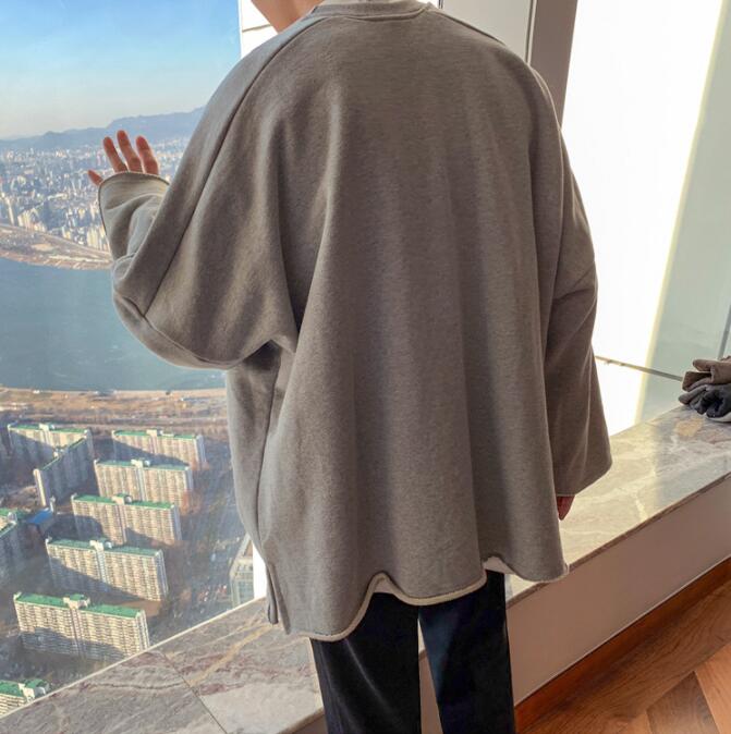 Men's Japanese Round Neck Solid Color Sweater Trend Loose Top