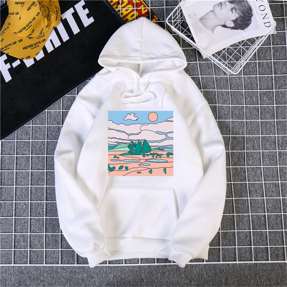 Women's Hooded Long Sleeve Pullover Casual Printed Sweatshirt