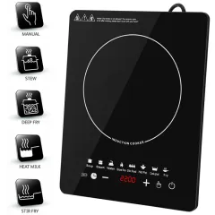 2200W Single Electric Induction Hob Hot Plate Cooker Portable Table Top Hob - Black - View 1