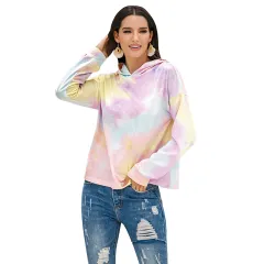 Women's Tie-dye Print Gradient Hooded Sweatshirt Top - Purple - View 1
