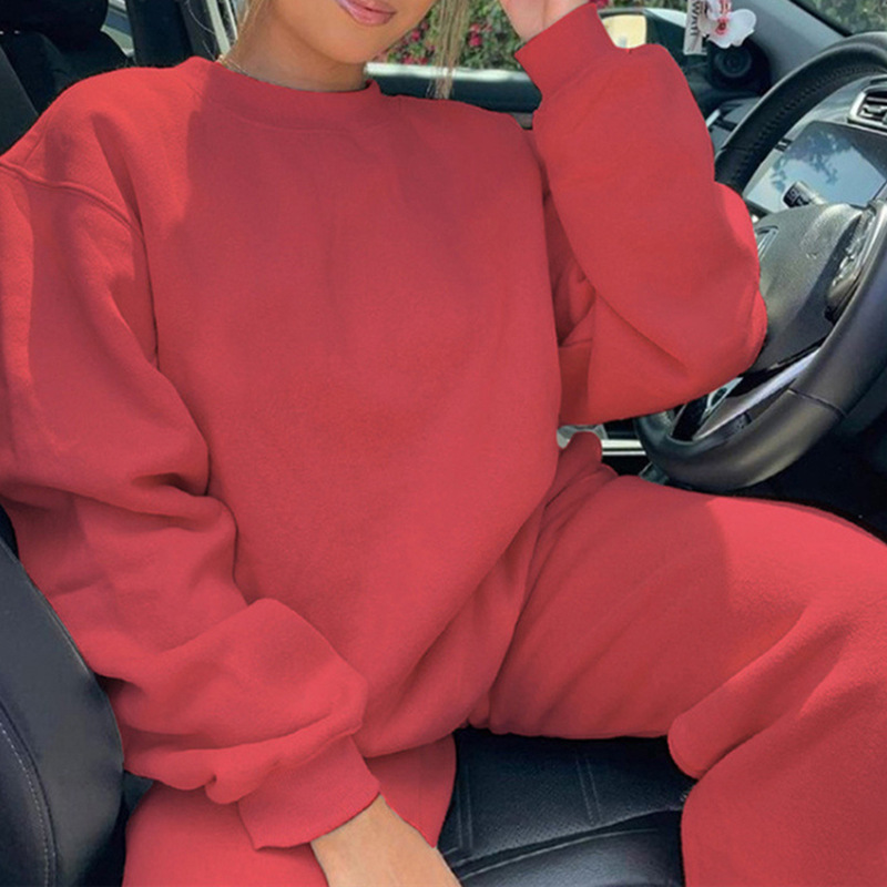 New Women's Simple Loose Sweater Trousers Sports Suit