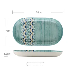 Ceramic Dishes Set Household Nordic Style Tableware - Geometric 12Inch Fish Plate - View 1