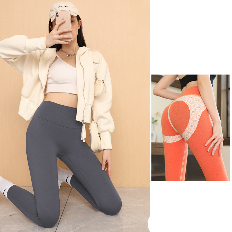 Fall Winter Cationic Velvet Thermal Shark Pants With Tummy Tuck And Butt Lift Grey With Thick Orange Velvet - Shop at LoveMi