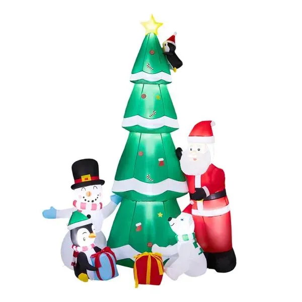 7.5FT Lighted Christmas Inflatable Decoration, Inflatable Christmas Tree With Santa And Snowman, Funny Blow Up Yard Decorations With Built in LED L... Default Title - Shop at LoveMi