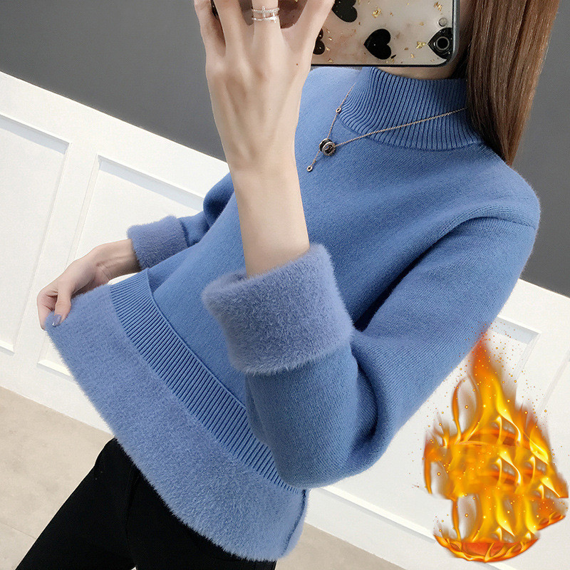 Title 4, All-in-One-Samt-Halbrollkragenpullover Damen He...