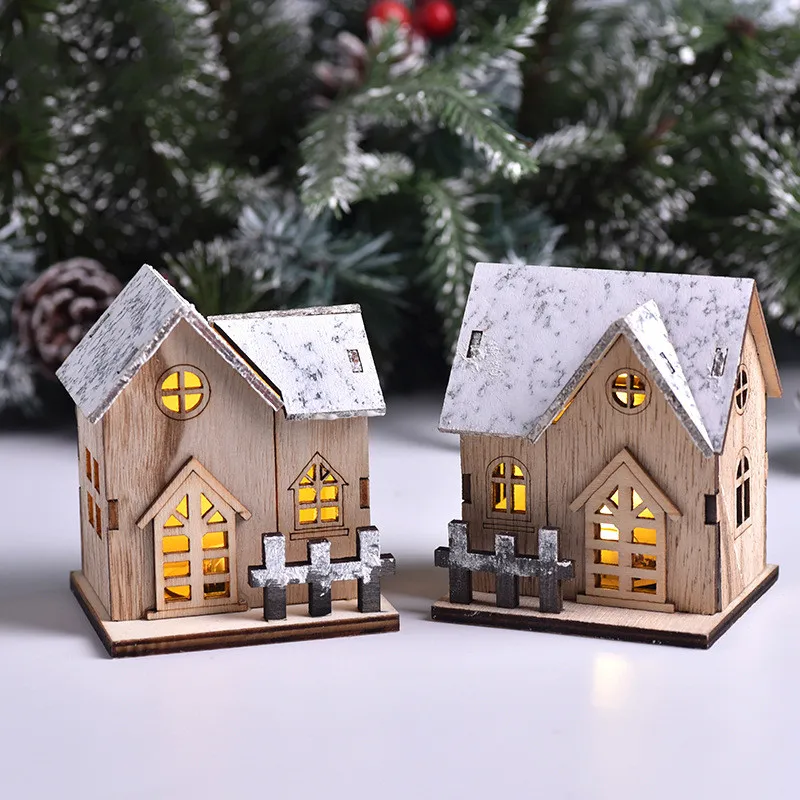 LED Luminous Wooden Christmas Small House – image 2