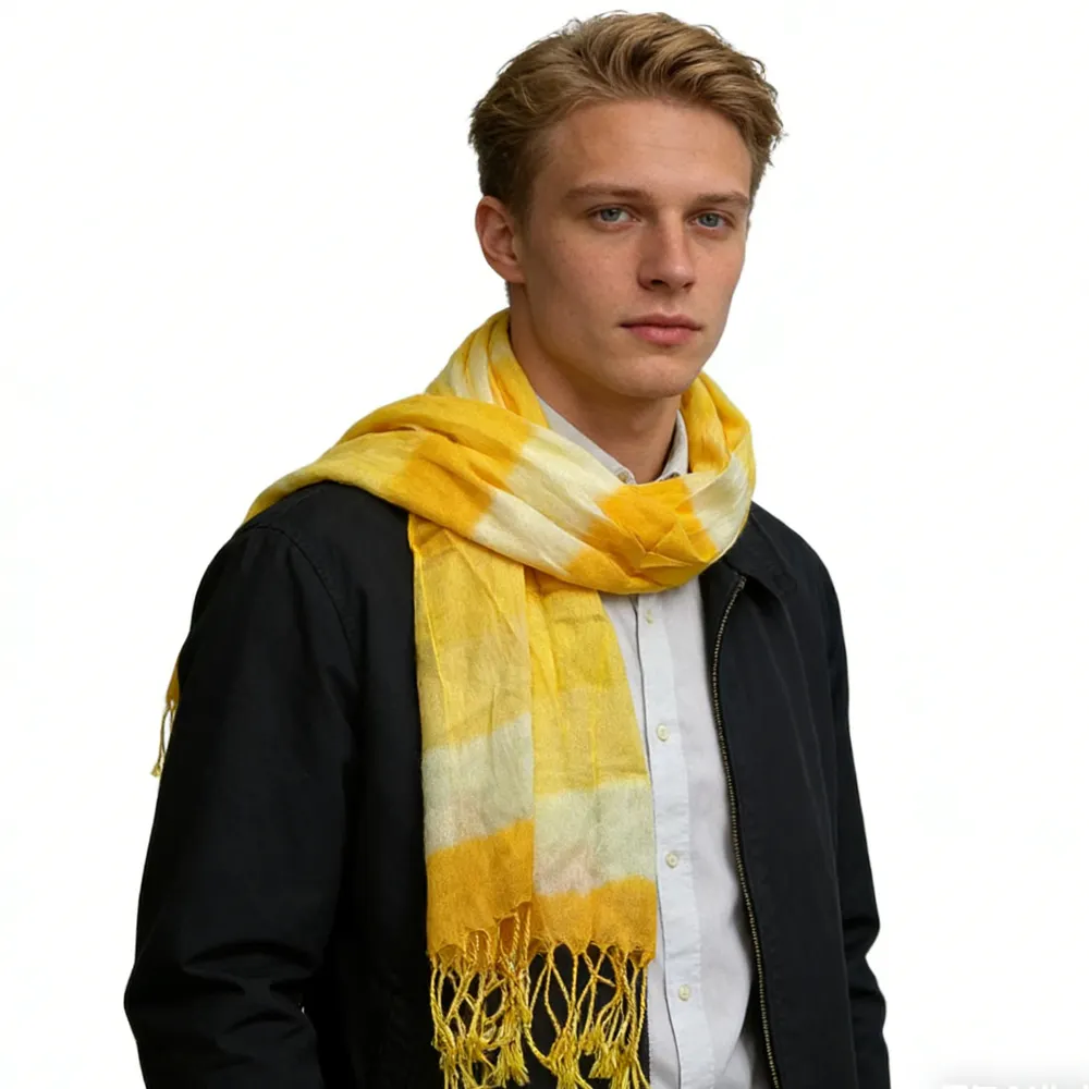 Sunshine Boho Scarf, Sunny Yellow Floral Pattern