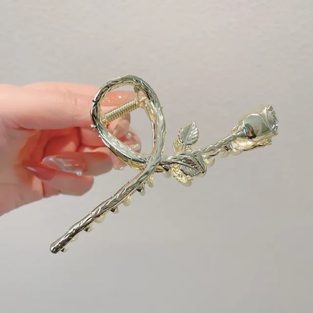 Korean Version Of Roses Oversized Catch Clip Metal Gold - Shop at LoveMi