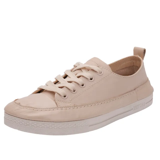 Leather Lace up Fashion All match Four Seasons Shoes Pink - Shop at LoveMi