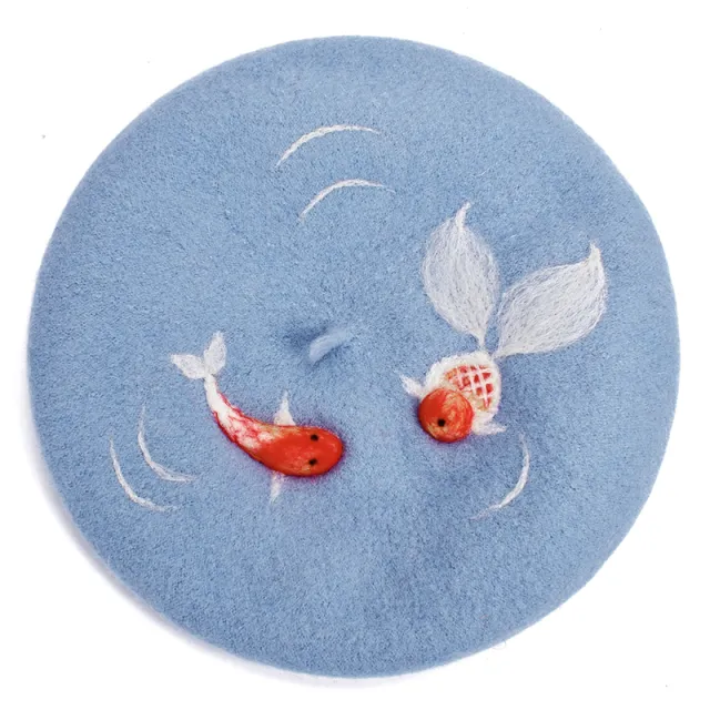 Small Design Wool Felt Beret Light Blue - Shop at LoveMi